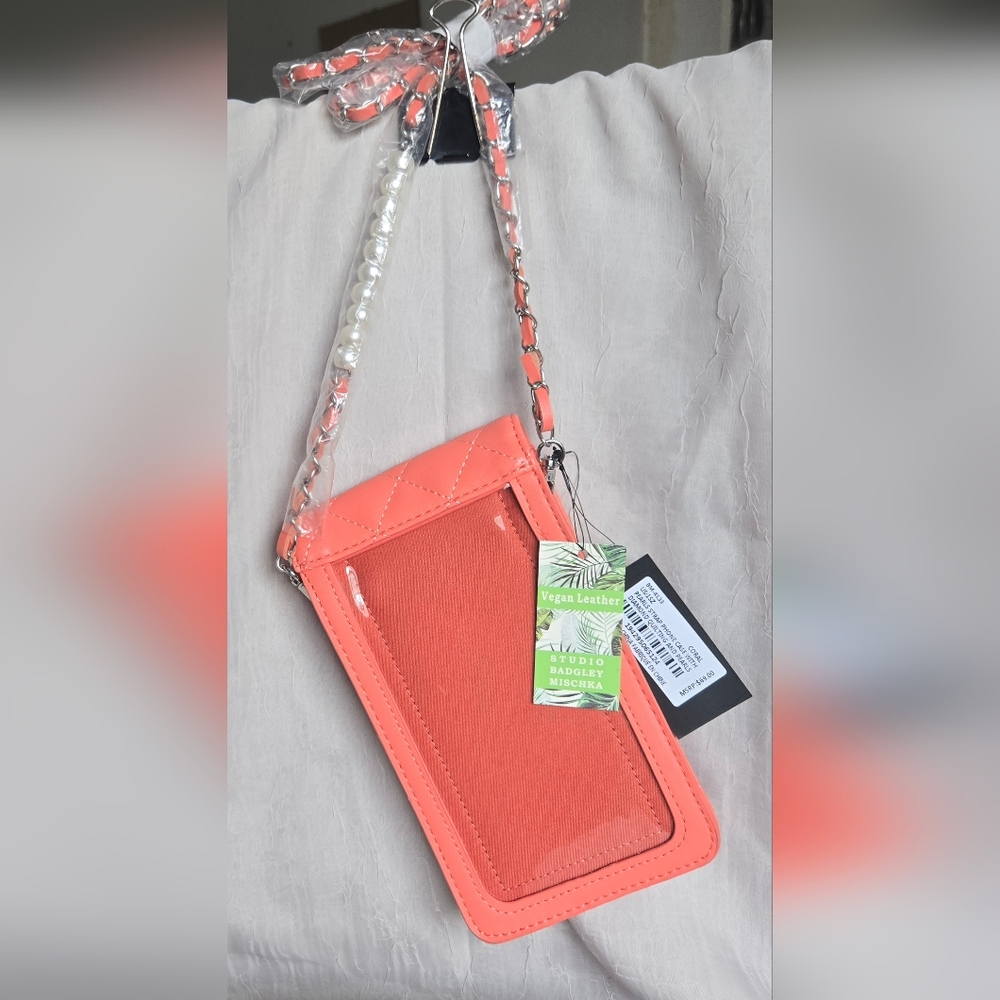 Badgley Mischka Quilted Faux Leather & Faux Pearl Phone Case- NWT - Picture 2 of 6